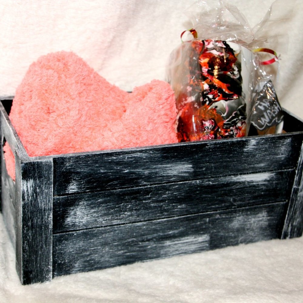 Handmade Black , Coral Scarf & Mug Gift Set